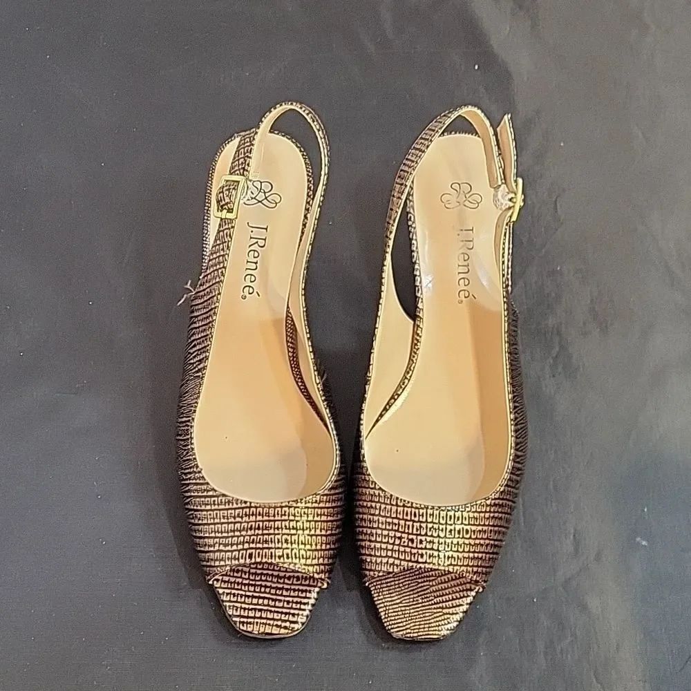 J.RENEE SLINGBACK WEDGE OPEN TOE LOW HEEL SHOE